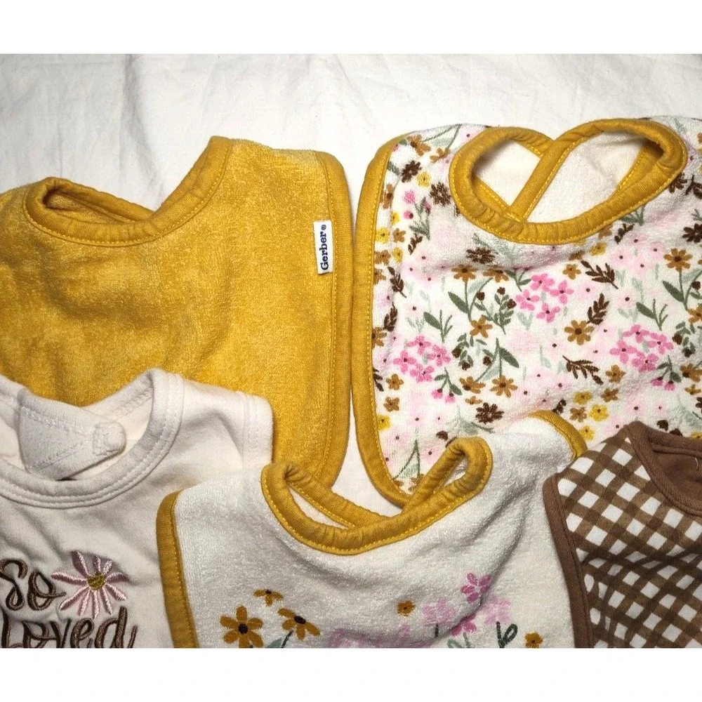 Baby Girl 6pc Bib‎ Lot So Loved Dreamer Floral New Family Favorite Gerber